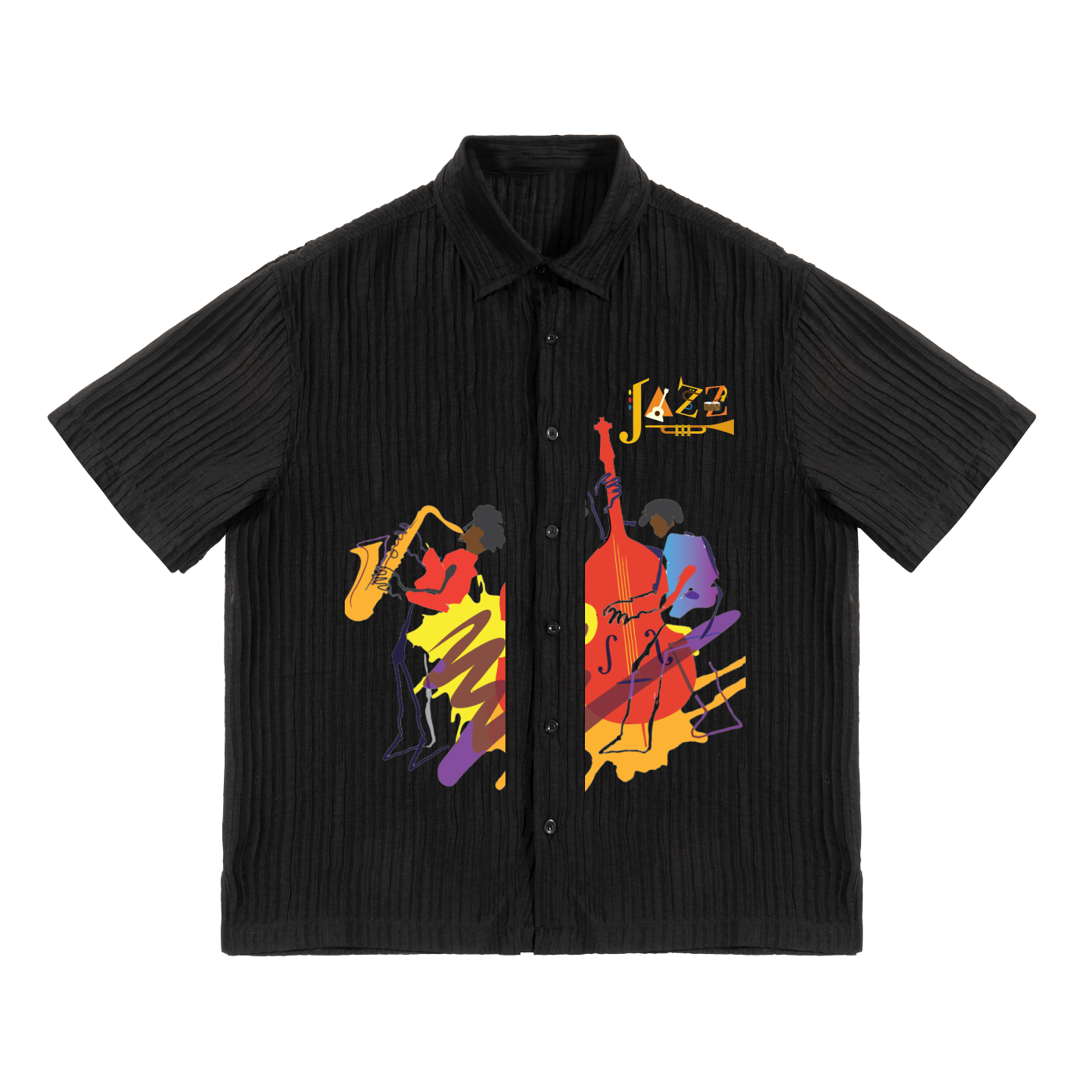 Jazz Band, Music Art Graphic Unisex Tencel Jacquard Shirt