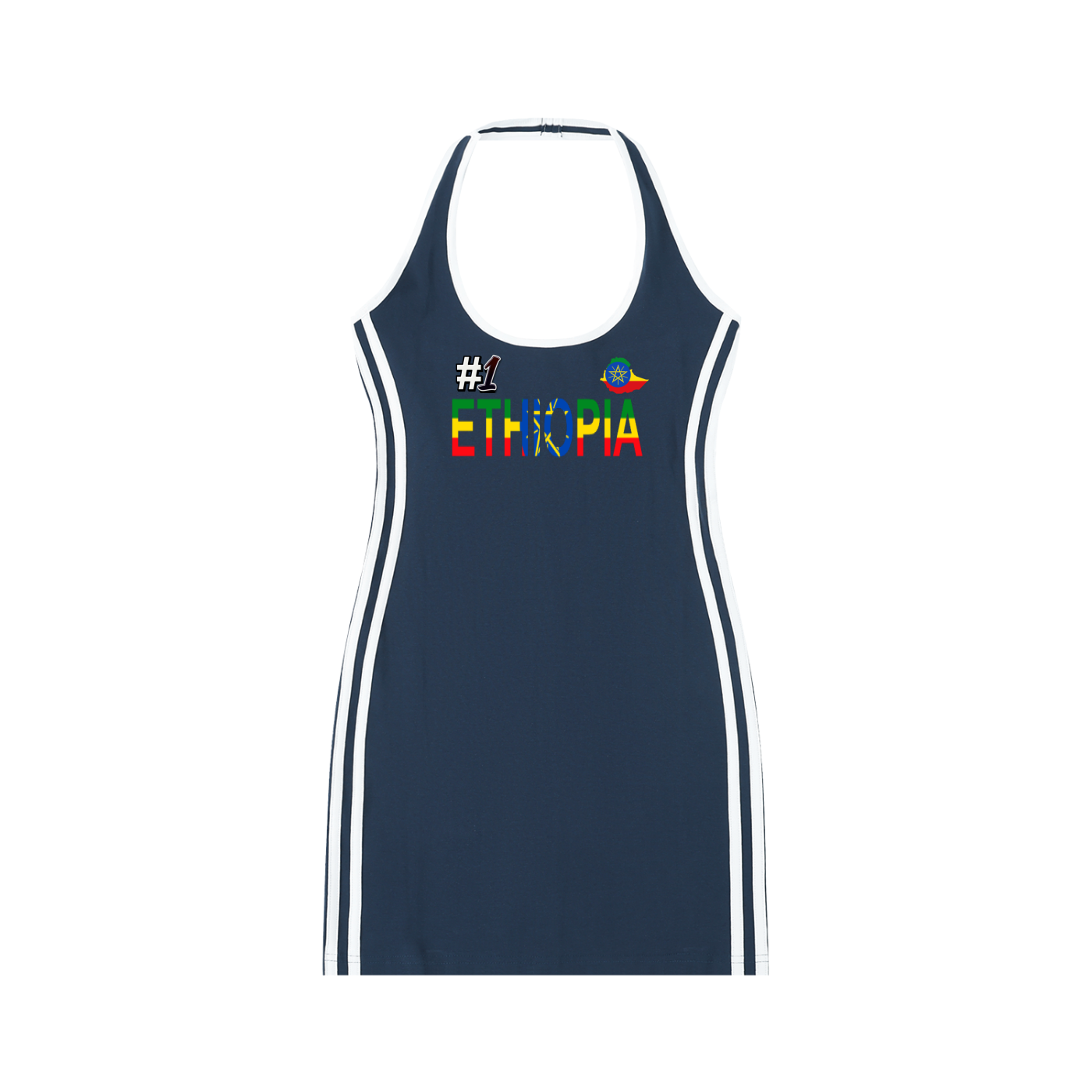 Ethiopia Flag Art Women's Binding Tight Halter Dress
