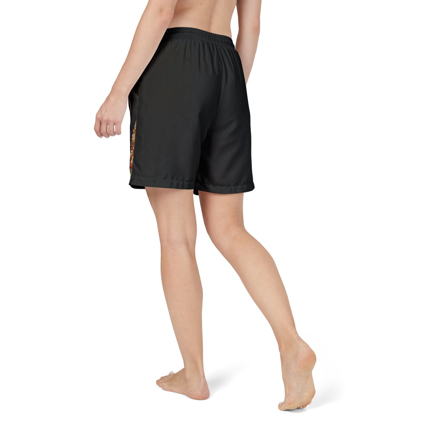Floral, Dragon Themed Graphic Swim Shorts, Unisex Beachwear, Summer Essentials