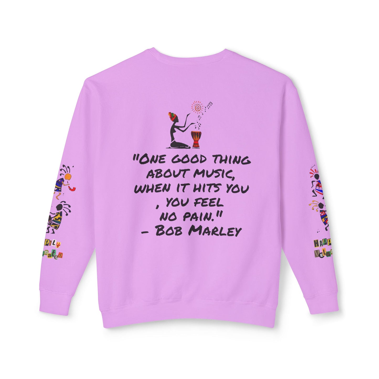 Hand-Drawn Afro Music Graphic Sweatshirt - Unisex Lightweight Crewneck