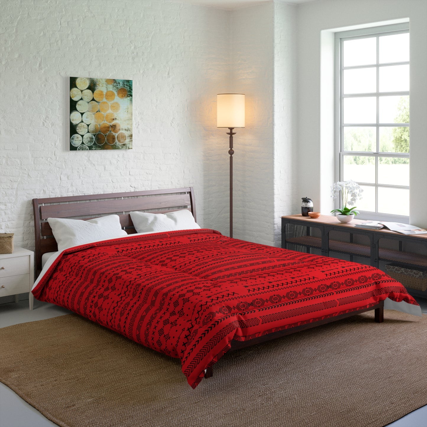Boho Geometric Comforter, Cozy Blanket for Home Decor, Boho Style Bedding