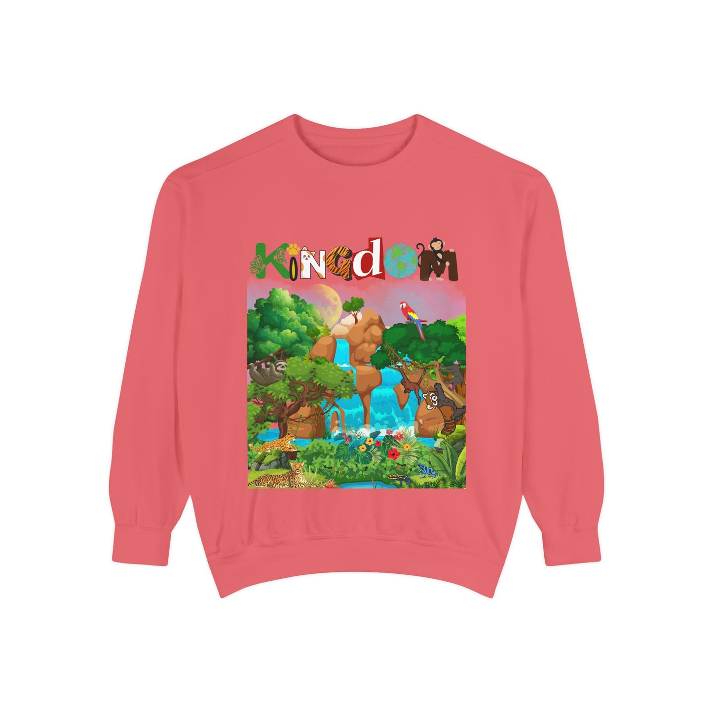 Jungle Animals Waterfall Art Sweatshirt, Animal Lover Gift, Wildlife Clothing, Rainforest Jumper