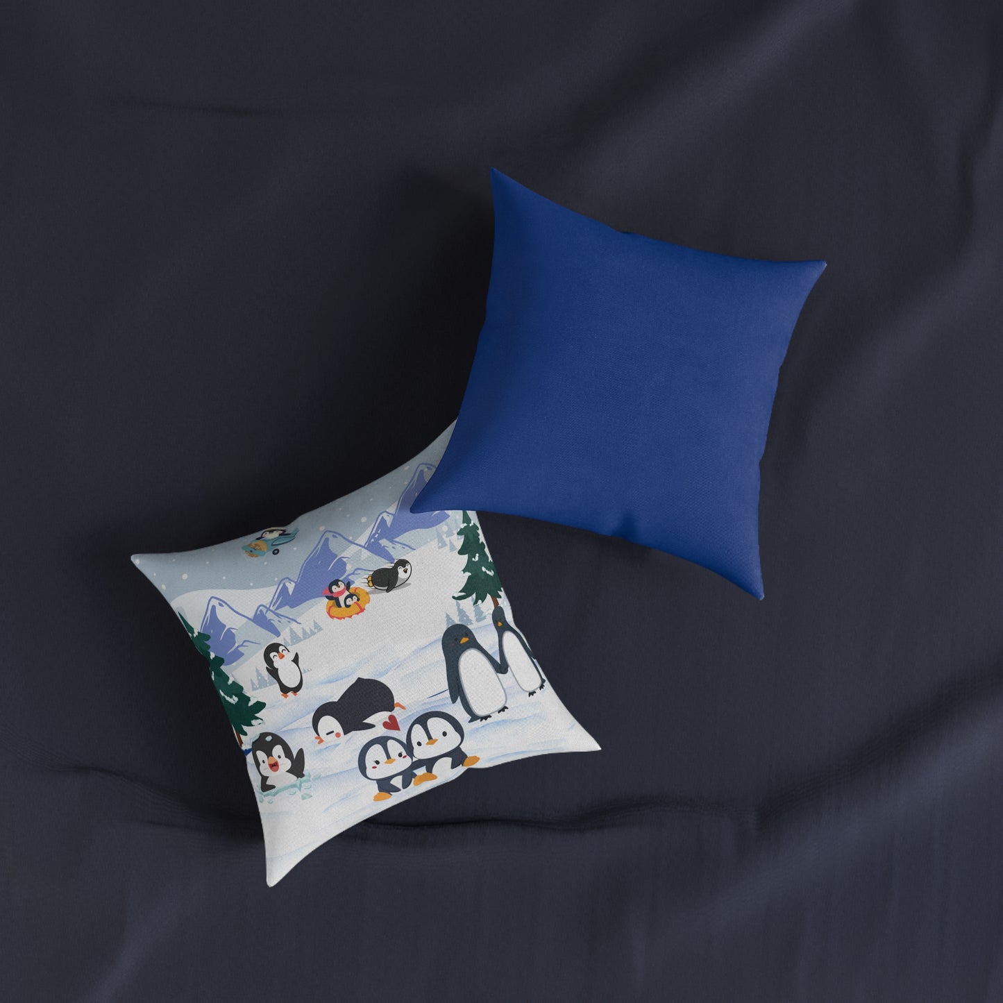 Cute Penguin Square Pillow, Cozy Winter Decor, Animal Lover Gift, Kids Room Accent