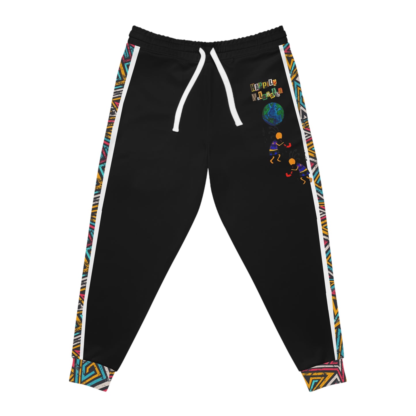 Afro Music Cartoon Art Athletic Joggers, Unisex Sweatpants, African Dance Jogging Pants, Gym Wear