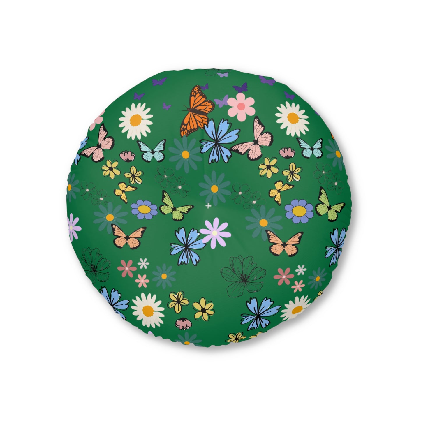 Floral Tufted Floor Pillow - Round Cushion for Cozy Decor