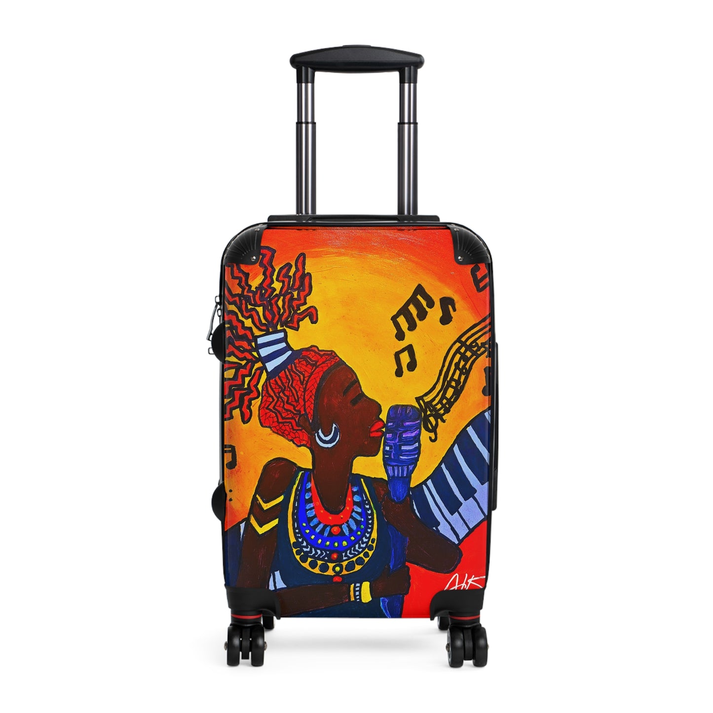 Artistic Travel Suitcase - Vibrant African Music Design