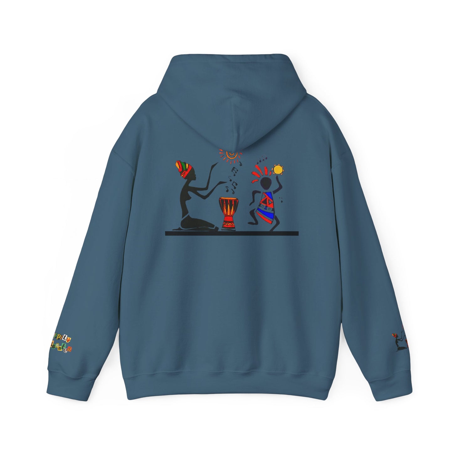 Ethnic Streetwear Pullover Hoodie, Hand-Drawn Tribal Music Art, Urban Fashion