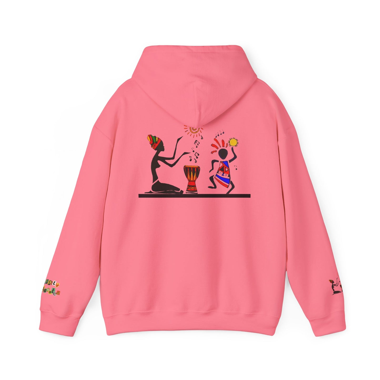 Ethnic Streetwear Pullover Hoodie, Hand-Drawn Tribal Music Art, Urban Fashion