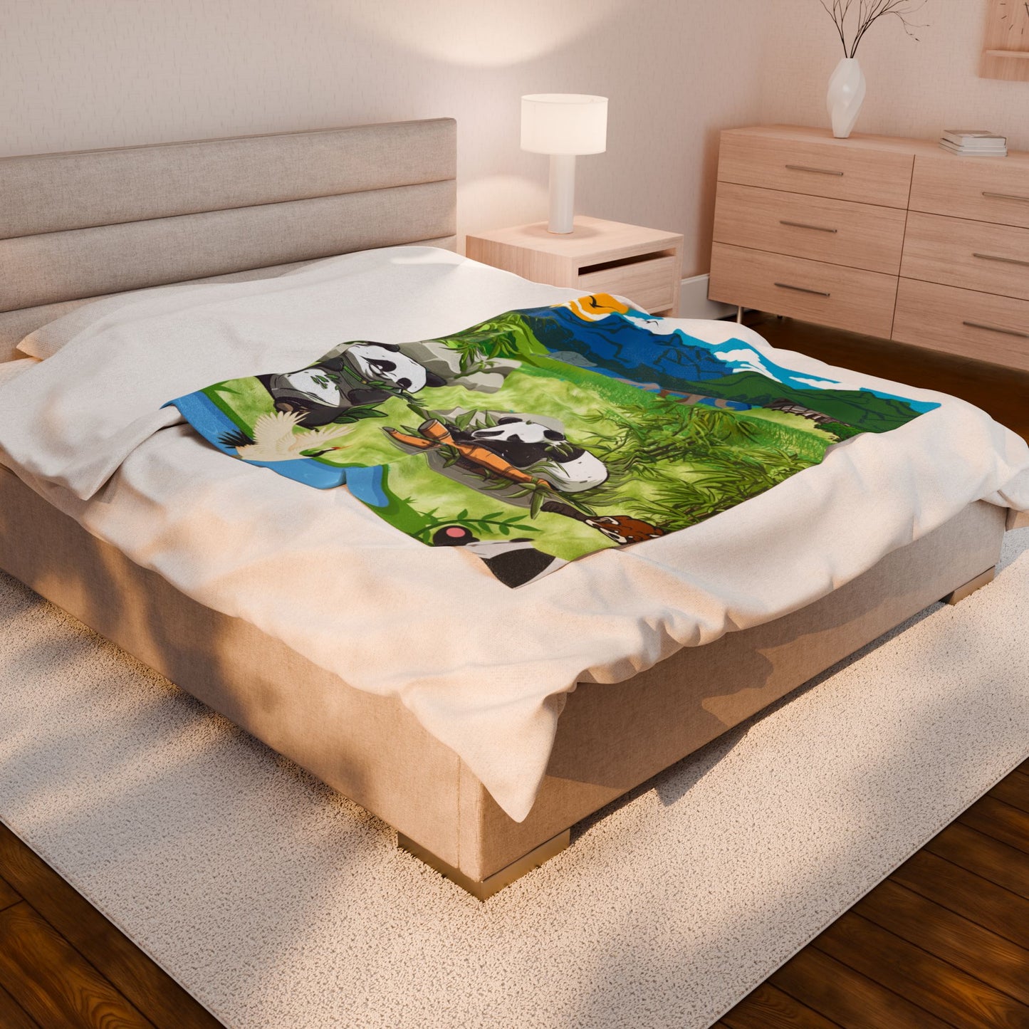Cozy Panda Plush Blanket, Ideal for Kids' Rooms, Nursery Decor, Animal Lovers Gift