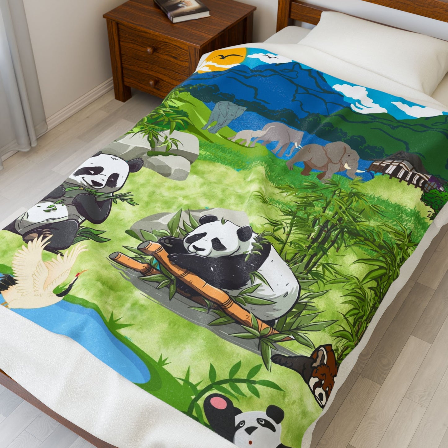 Cozy Panda Plush Blanket, Ideal for Kids' Rooms, Nursery Decor, Animal Lovers Gift