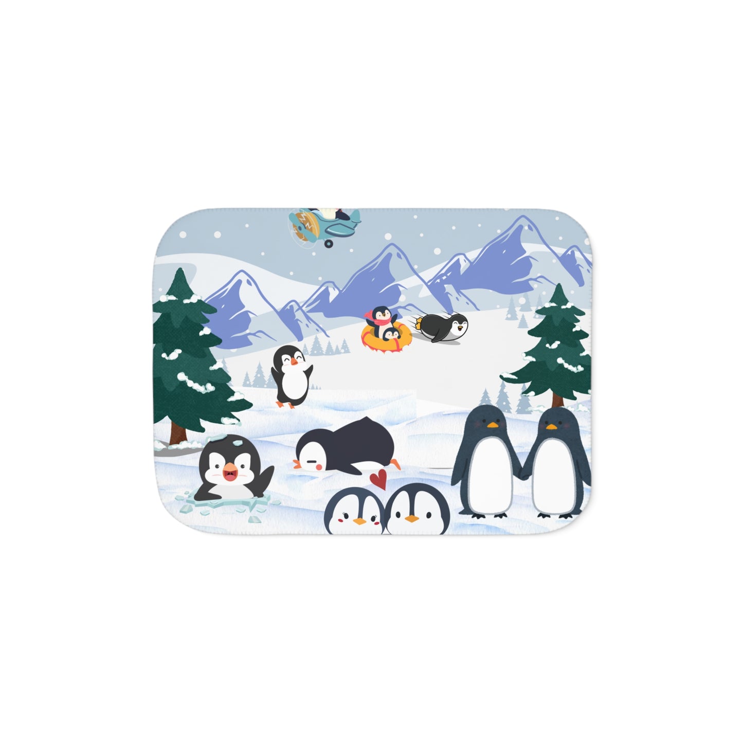 Cozy Sherpa Blanket with Fun Penguin Design | Warm Gift for Kids, Winter, Holiday, Home Decor, Snuggle Time