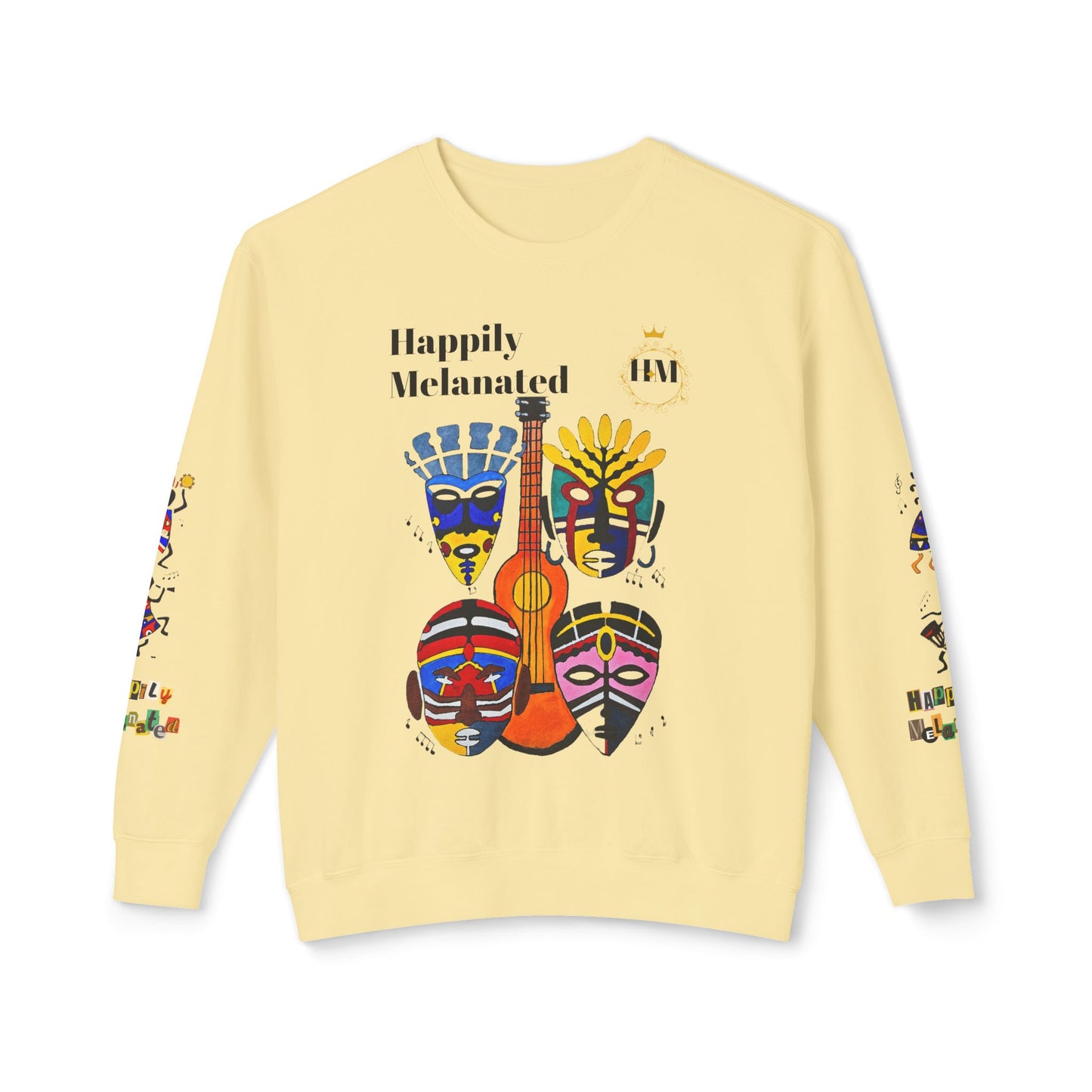 Hand-Drawn Afro Music Graphic Sweatshirt - Unisex Lightweight Crewneck, Music Lover Gift