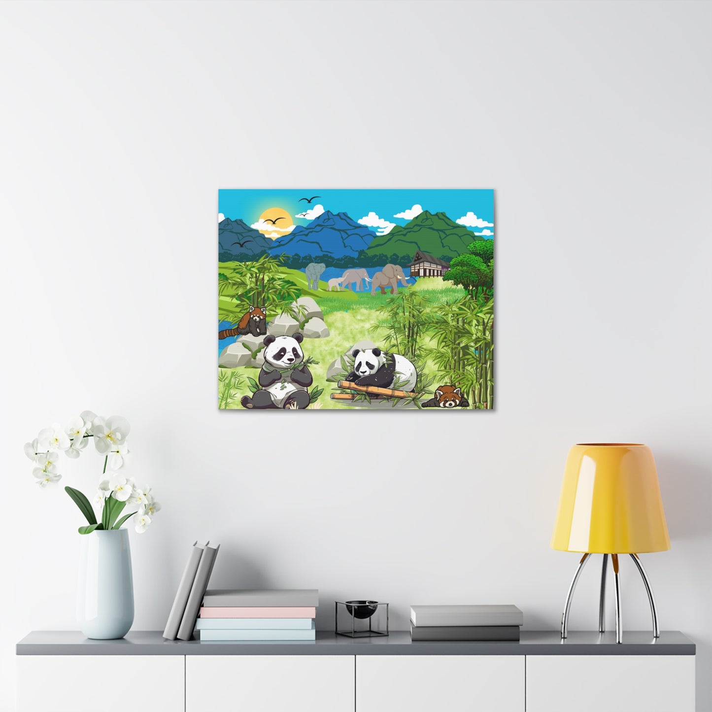Panda Wall Art Canvas, Gallery Wraps, Panda Canvas Print, Home Decor
