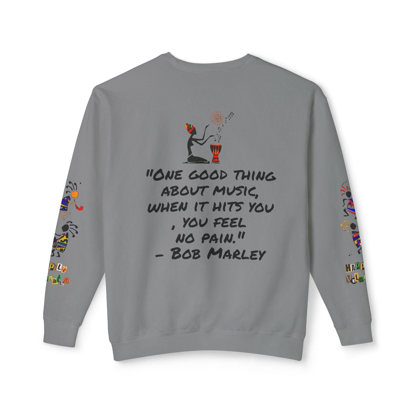 Hand-Drawn Afro Music Graphic Sweatshirt - Unisex Lightweight Crewneck