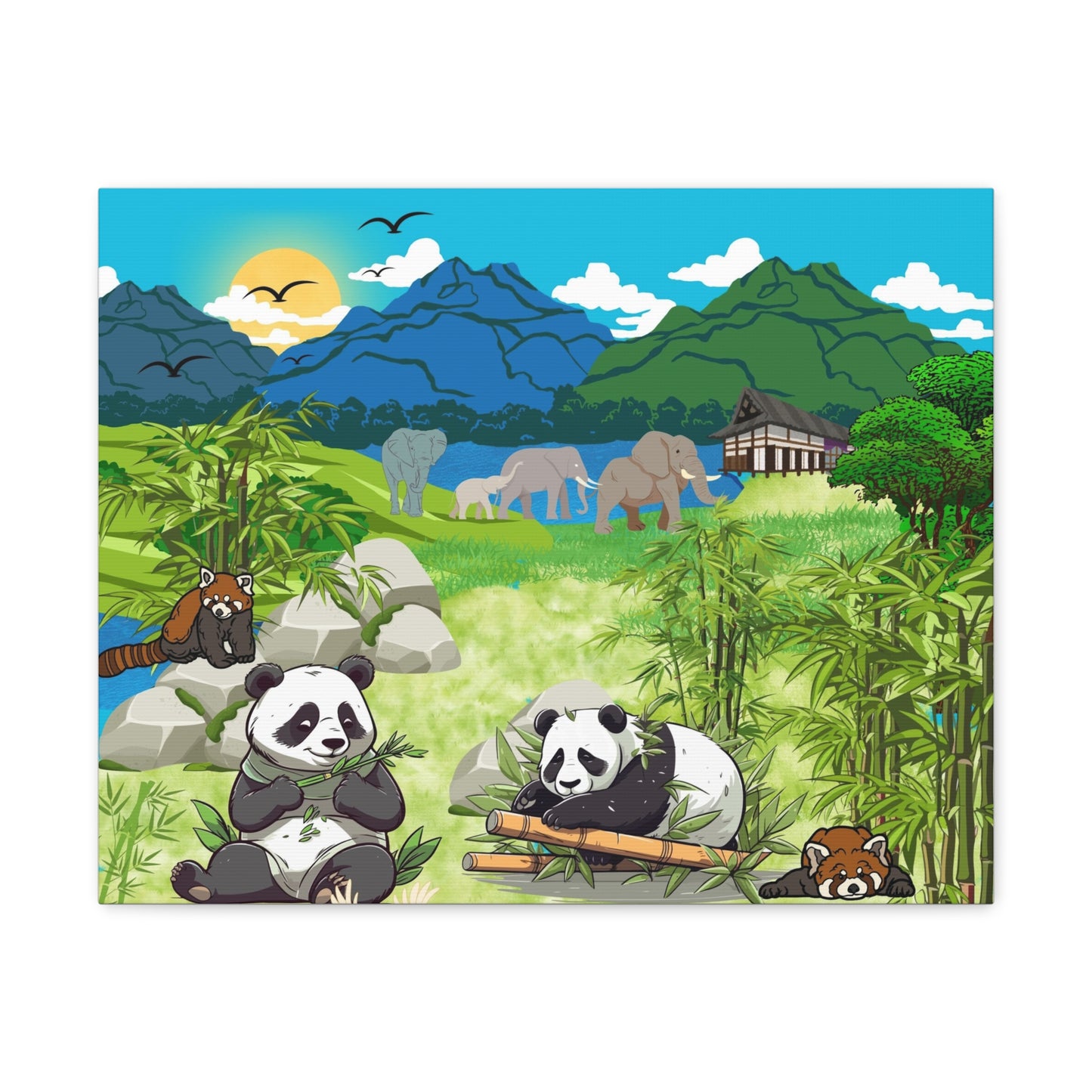 Panda Wall Art Canvas, Gallery Wraps, Panda Canvas Print, Home Decor