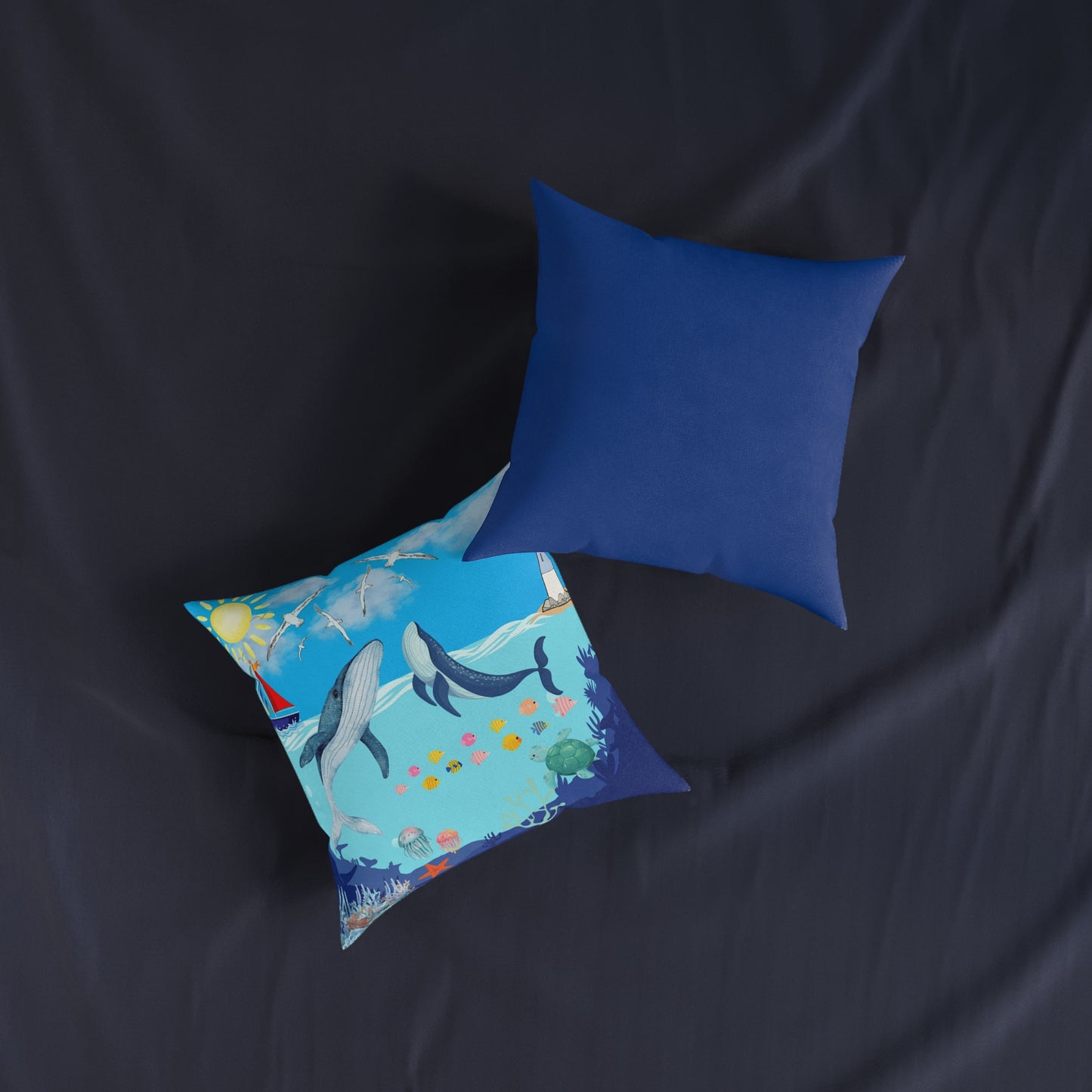 Whale Adventure Square Pillow – Coastal Home Decor