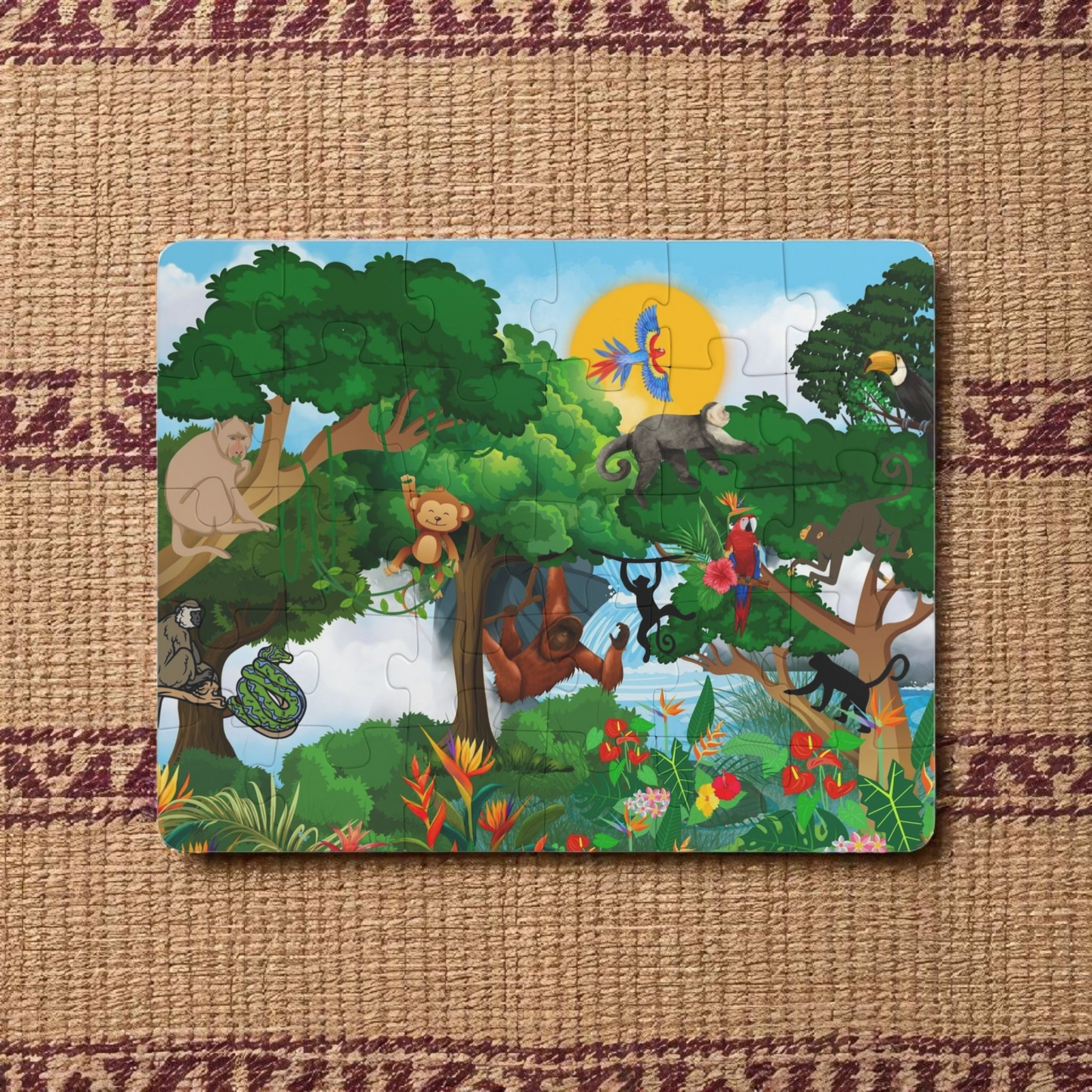 Kids' Puzzle, Jungle Animal Monkey Puzzle, 30-Piece - Fun Educational Toy for Children