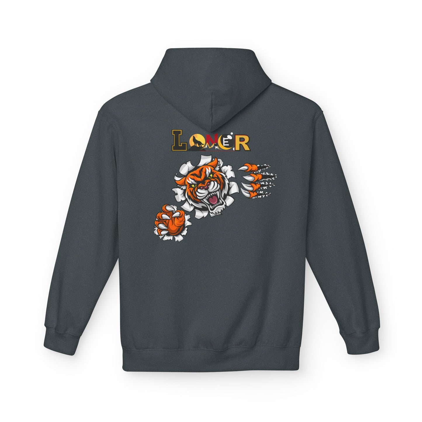 Tiger Graphic Hoodie, Lone Wolf Sweatshirt, Unisex Fleece Pullover, Softstyle, Cozy Animal Print