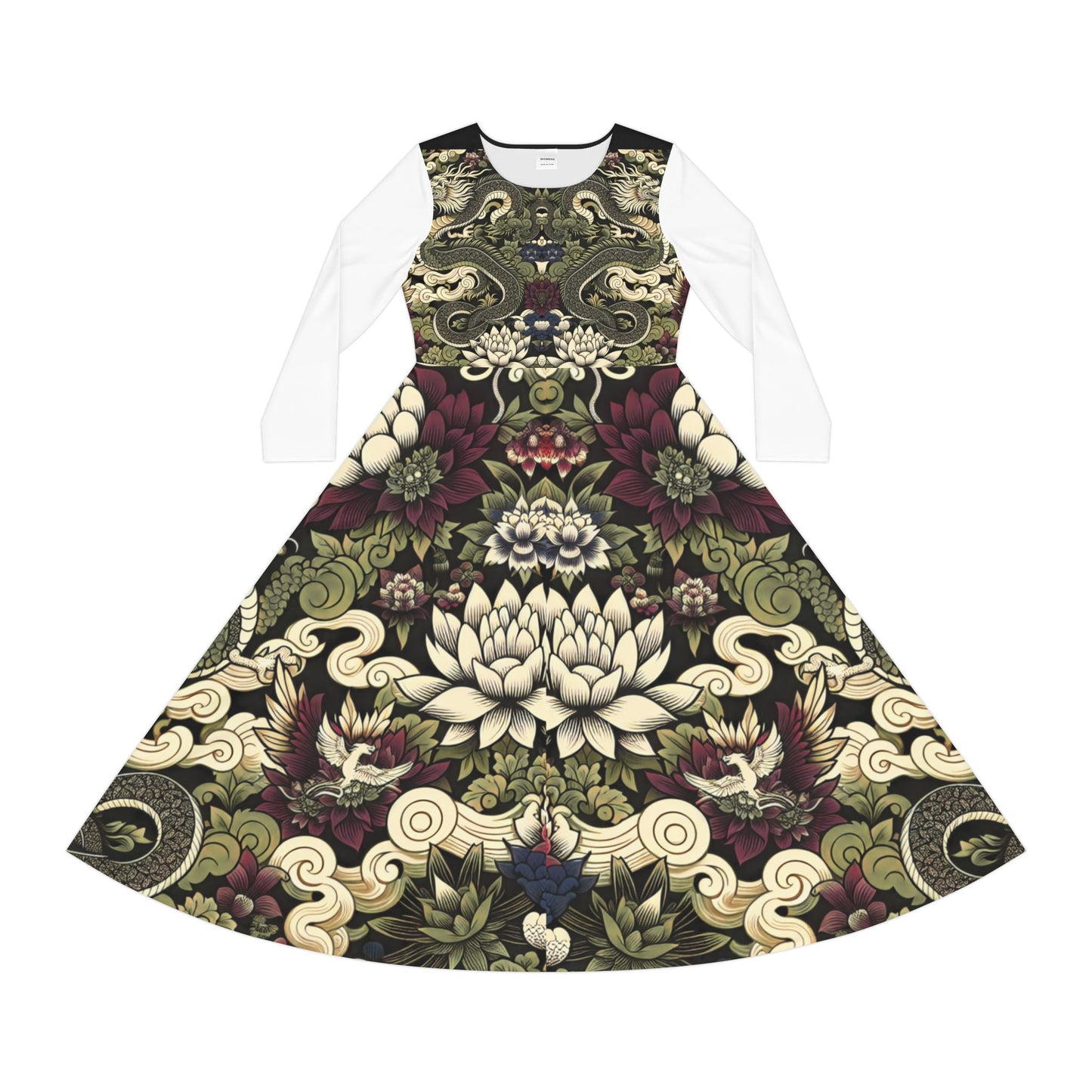 Floral Print Long Sleeve Dance Dress, Perfect for Parties, Dance Recitals, Spring Celebrations