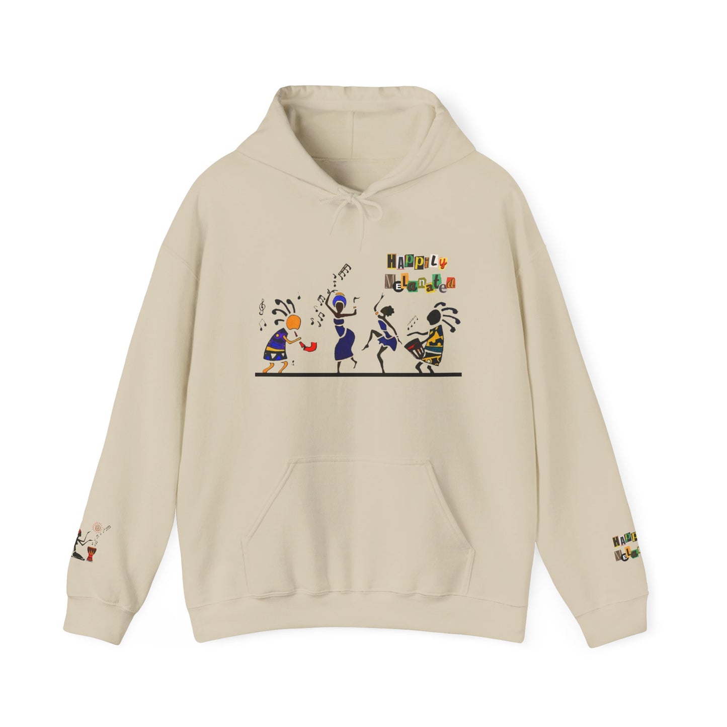 Ethnic Streetwear Pullover Hoodie, Hand-Drawn Tribal Music Art, Urban Fashion