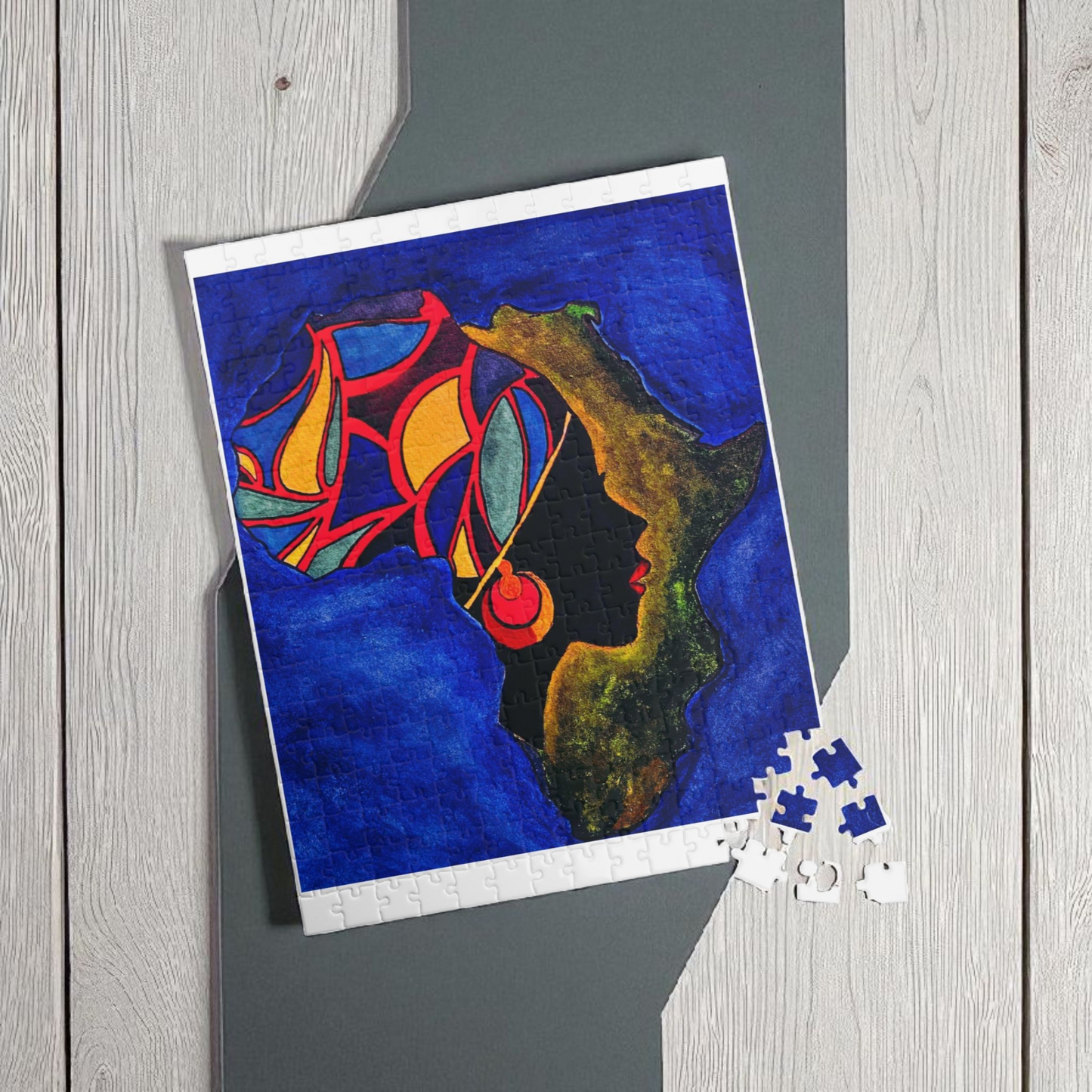 Artistic African Abstract Landscape Puzzle - Unique Design, Multiple Sizes