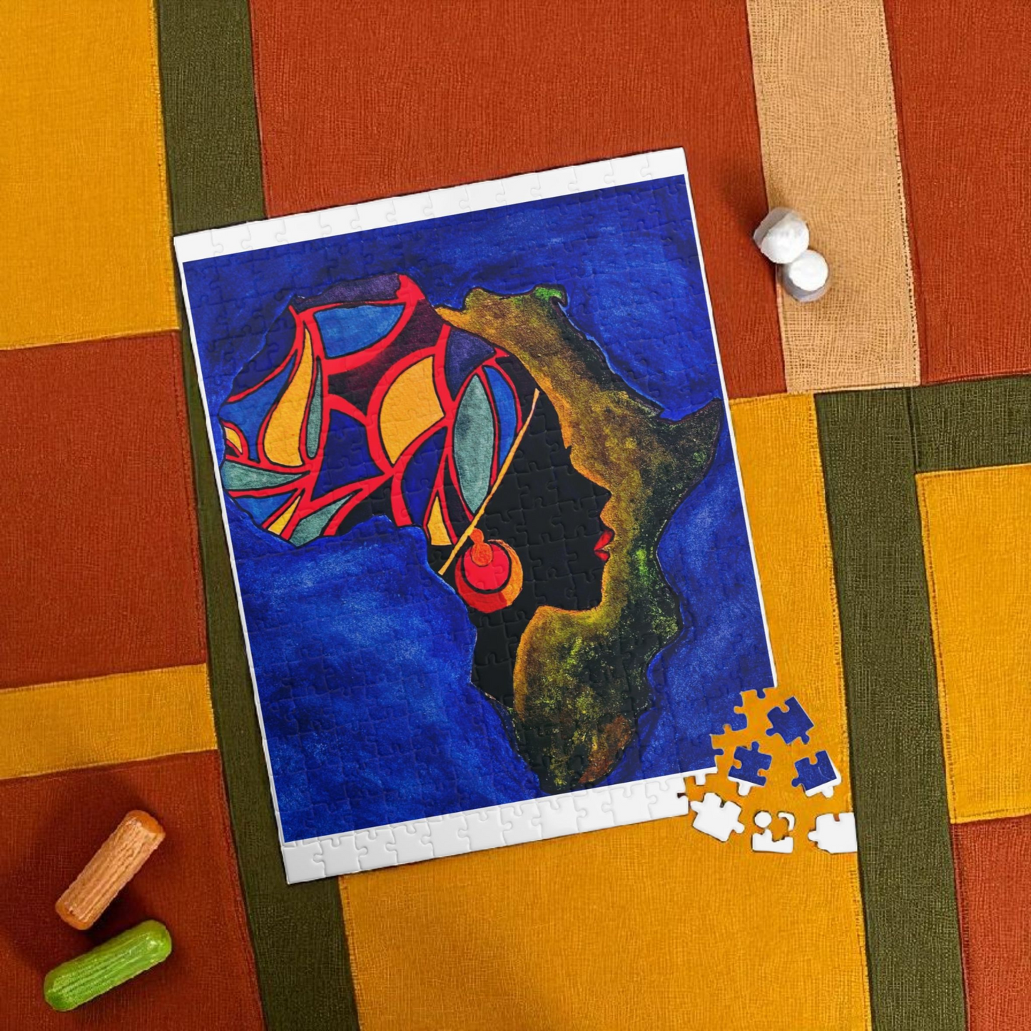 Artistic African Abstract Landscape Puzzle - Unique Design, Multiple Sizes