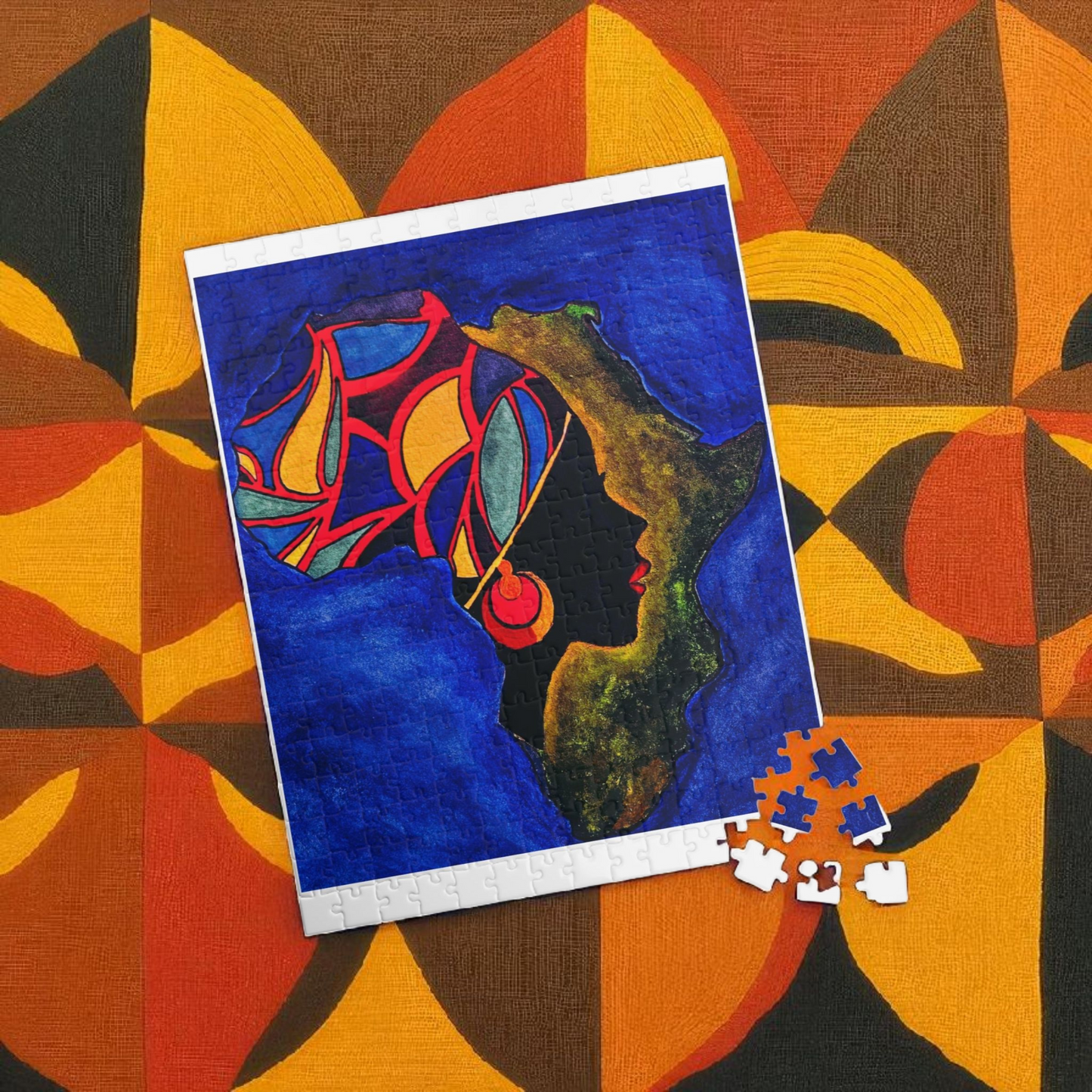 Artistic African Abstract Landscape Puzzle - Unique Design, Multiple Sizes
