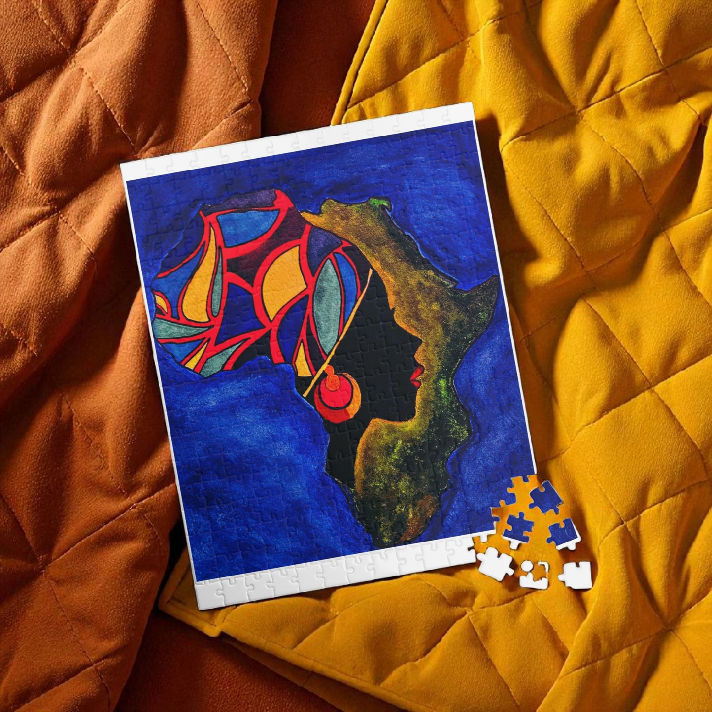 Artistic African Abstract Landscape Puzzle - Unique Design, Multiple Sizes