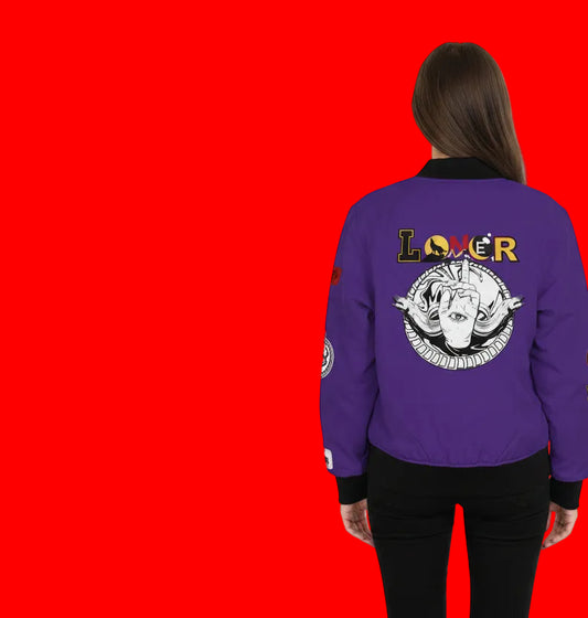 Gothic Bomber Jacket, Eye Art Women's Outerwear, Unique All Over Print Jacket, Edgy Goth Fashion, Statement Piece, Dark Alternative