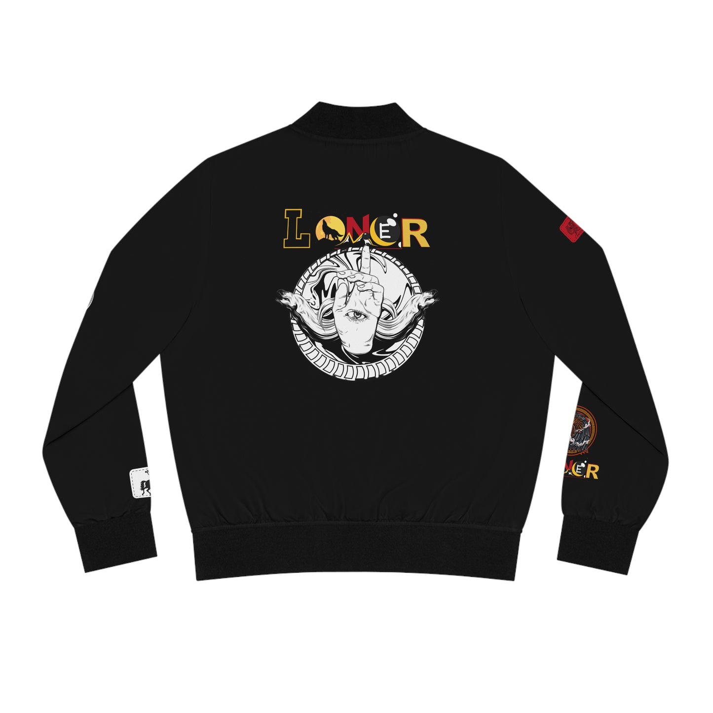 Gothic Bomber Jacket, Eye Art Women's Outerwear, Unique All Over Print Jacket