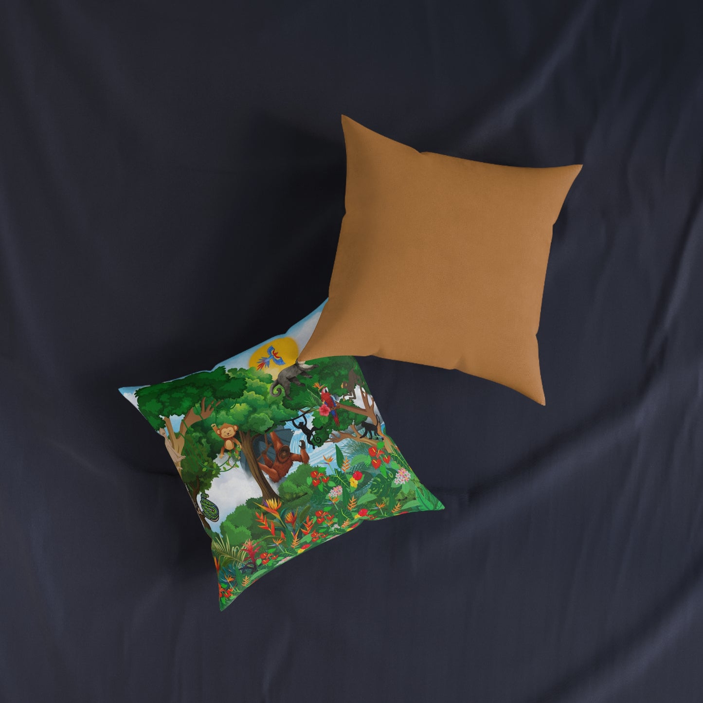 Vibrant Jungle Animal Square Pillow - Perfect for Kids' Rooms & Playspaces
