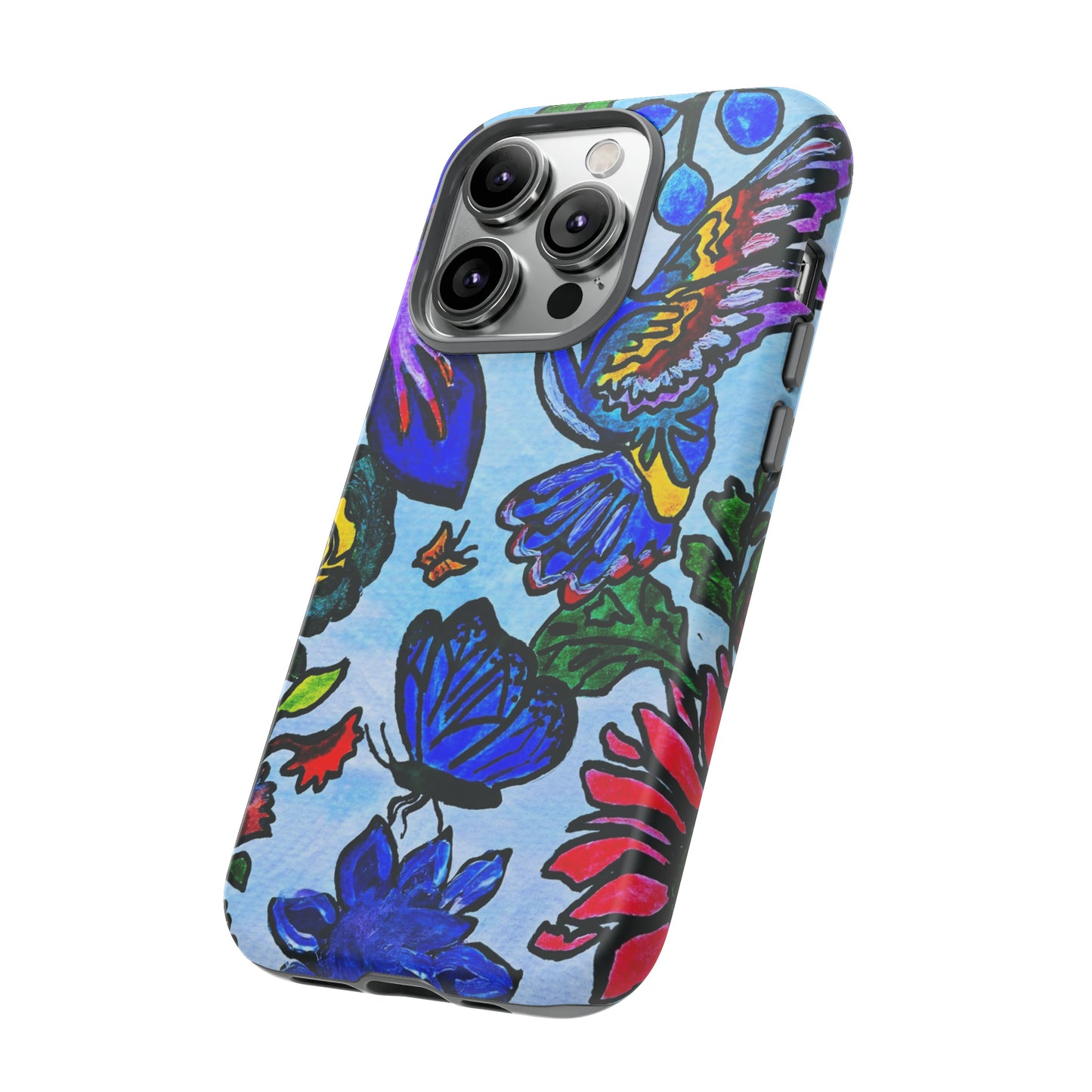 Floral Animal Art Phone Case - Spring Themed, Double Layered for Extra Durability - Tailored for iPhone/Samsung/Pixel