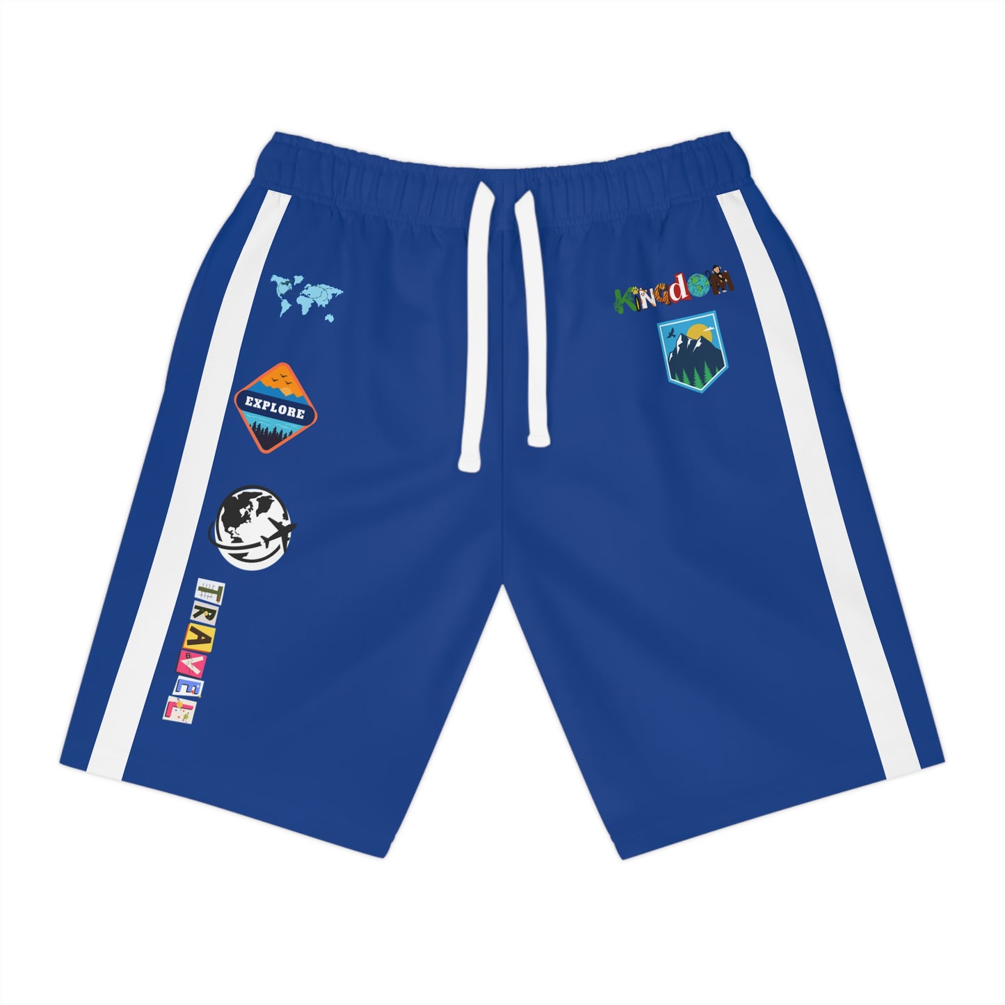 Travel Themed Athletic Shorts, Unisex Casual Gym Wear, Perfect for Summer Activities