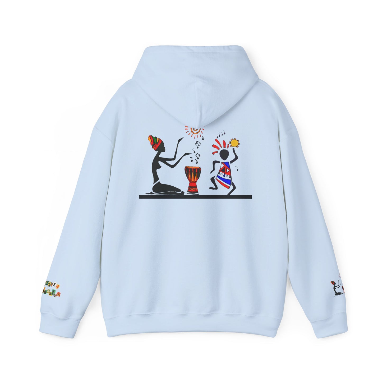 Ethnic Streetwear Pullover Hoodie, Hand-Drawn Tribal Music Art, Urban Fashion