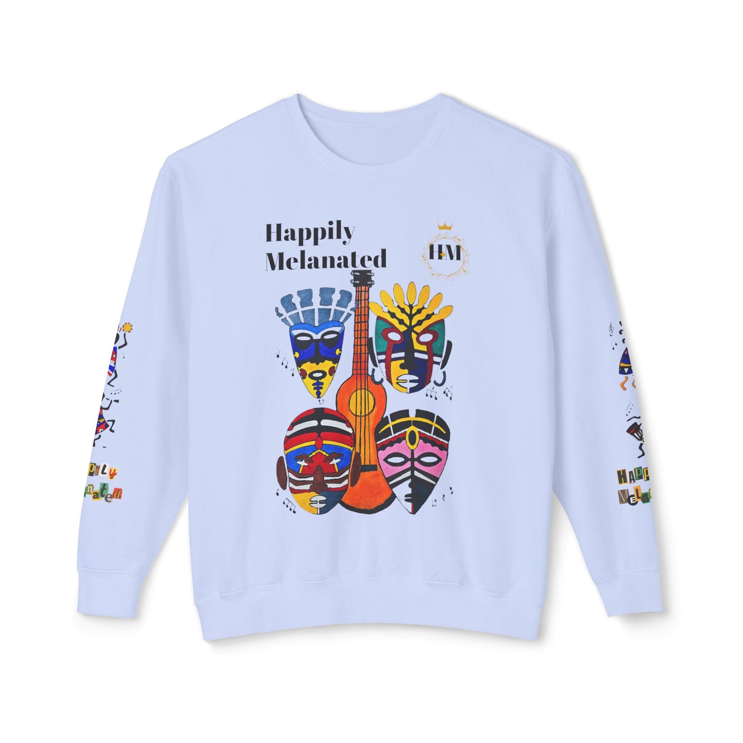 Hand-Drawn Afro Music Graphic Sweatshirt - Unisex Lightweight Crewneck, Music Lover Gift