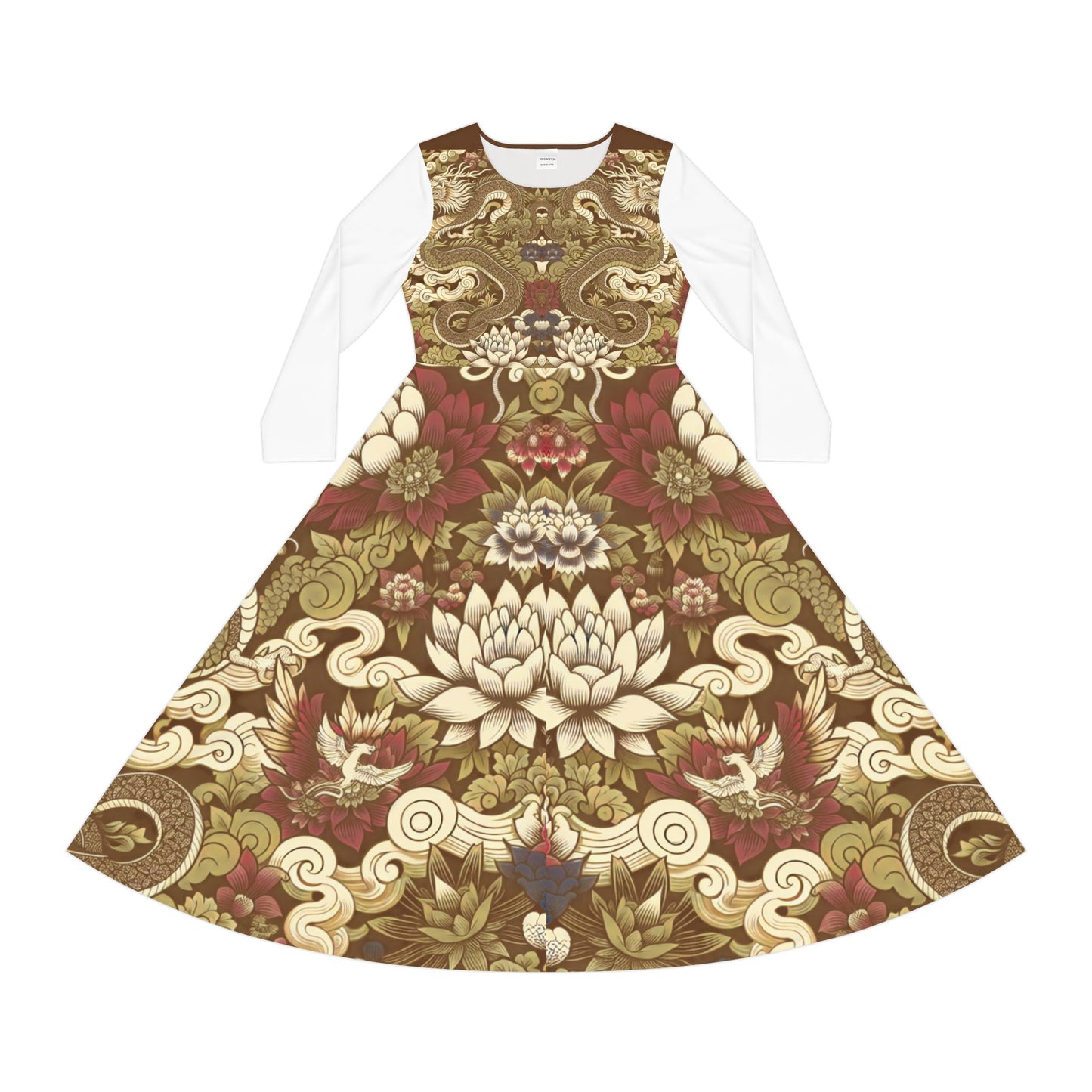 Elegant Floral Print Long Sleeve Dance Dress, Perfect for Parties, Dance Recitals