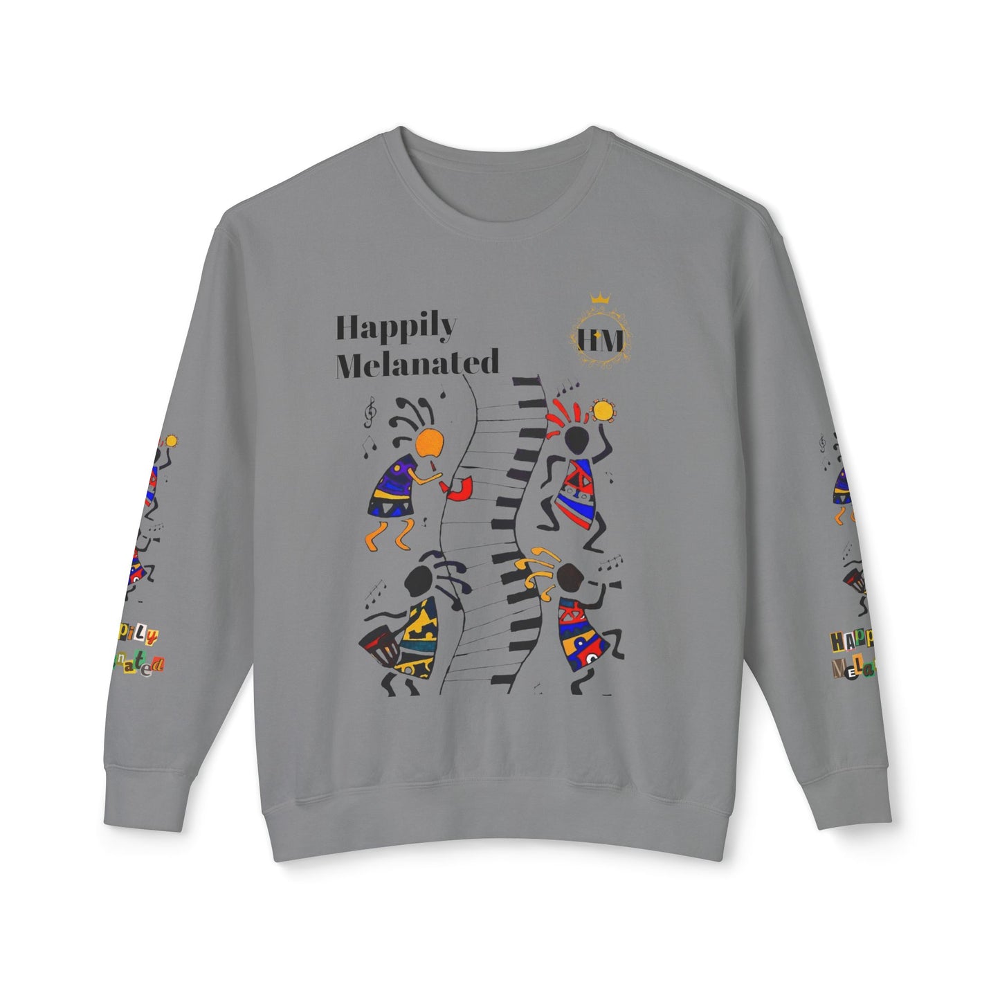 Hand-Drawn Afro Music Graphic Sweatshirt - Unisex Lightweight Crewneck