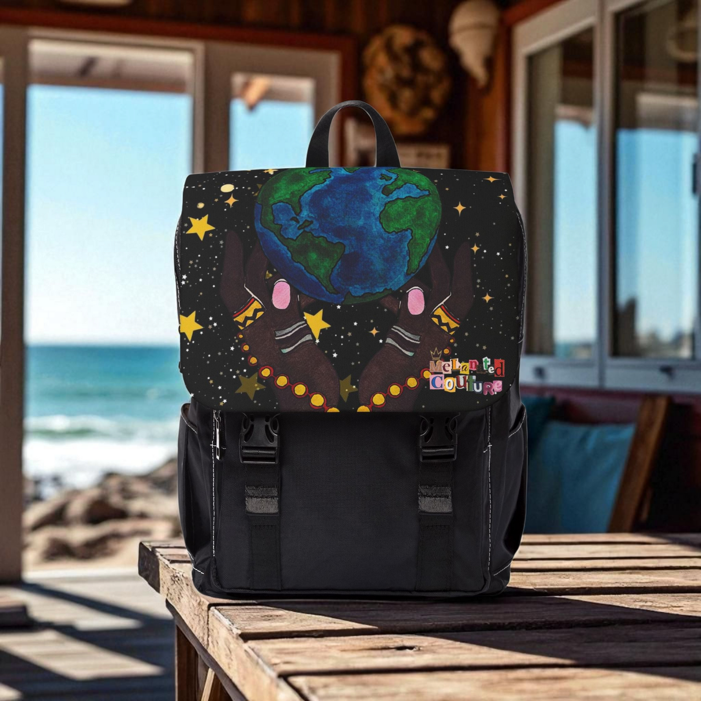 Colorful Earth-Themed Unisex Casual Shoulder Backpack - Perfect for Adventurers