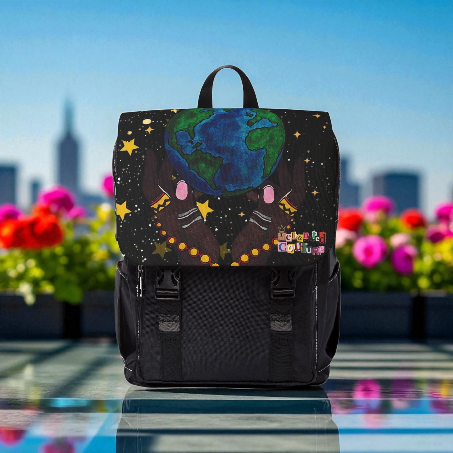 Colorful Earth-Themed Unisex Casual Shoulder Backpack - Perfect for Adventurers