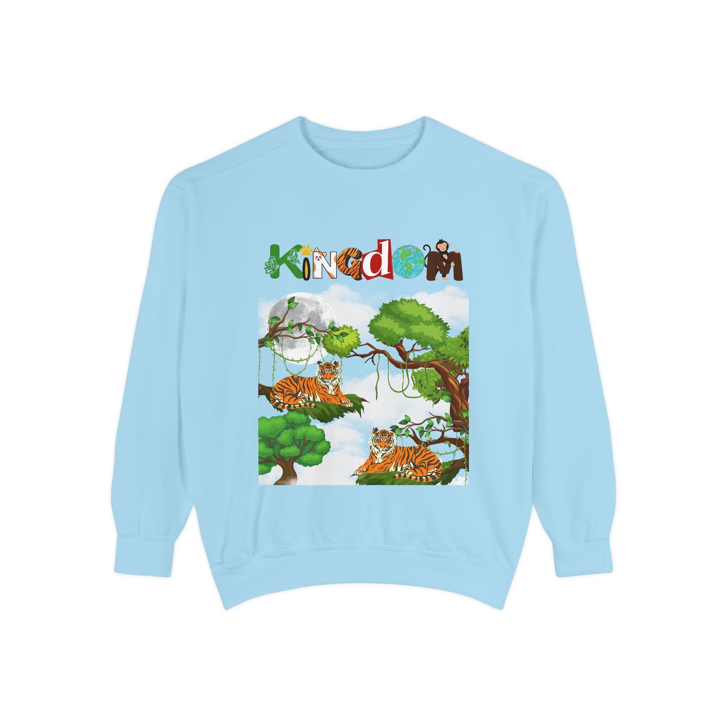 Tiger Jungle Unisex Sweatshirt, Wild Animals Garment-Dyed Jumper, Wildlife Sweatshirt, Tiger Print