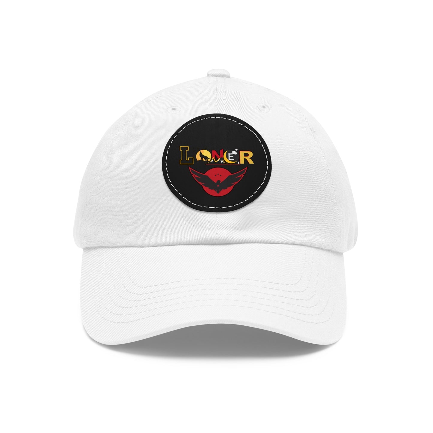 Dad Hat - Lone Wolf Themed Unisex Dad Hat with Leather Patch (Round) Unisex
