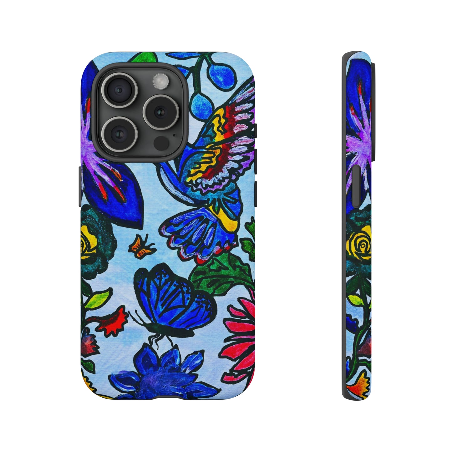 Floral Animal Art Phone Case - Spring Themed, Double Layered for Extra Durability - Tailored for iPhone/Samsung/Pixel