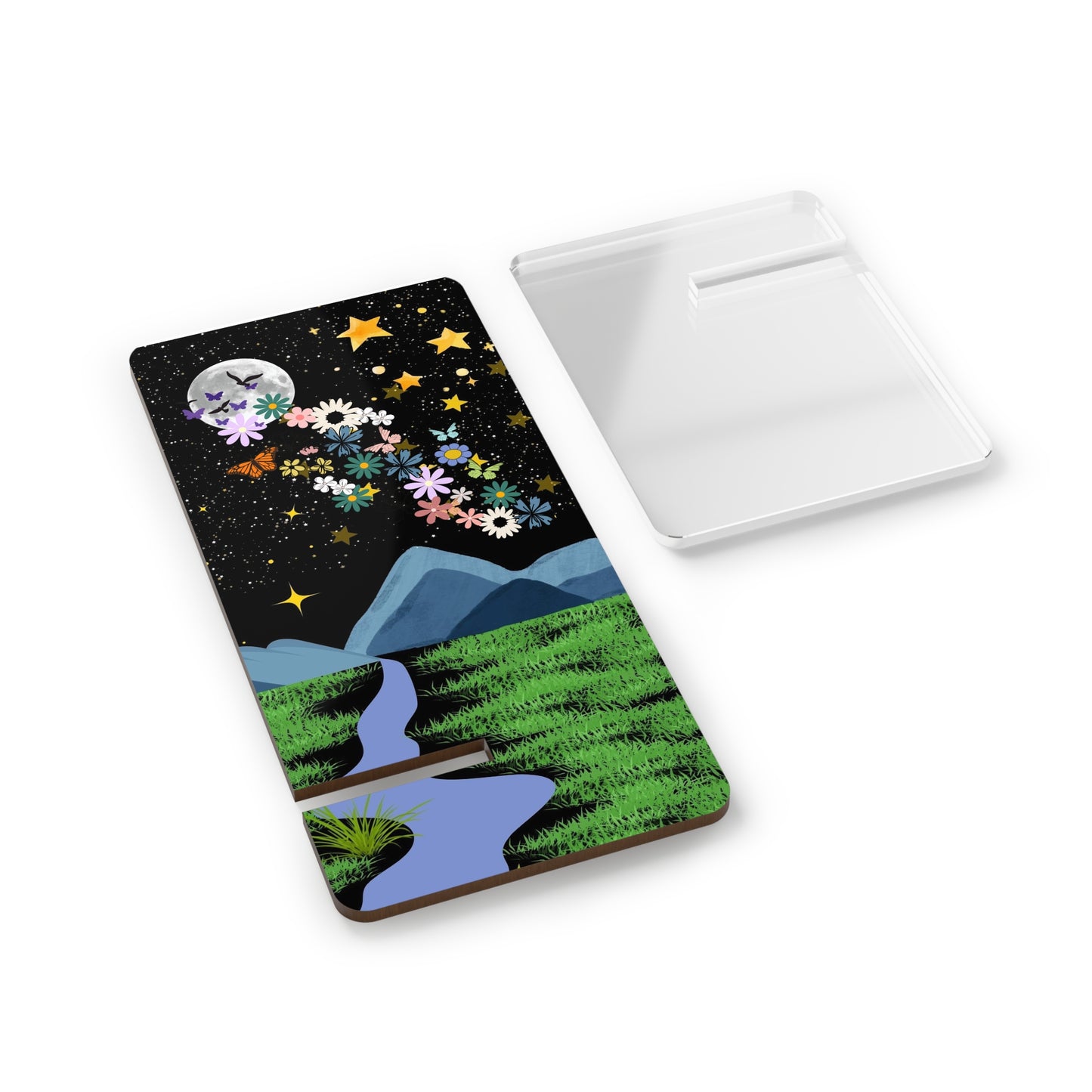 Floral Celestial Smartphone Stand - Aesthetic Mobile Display for Home or Office