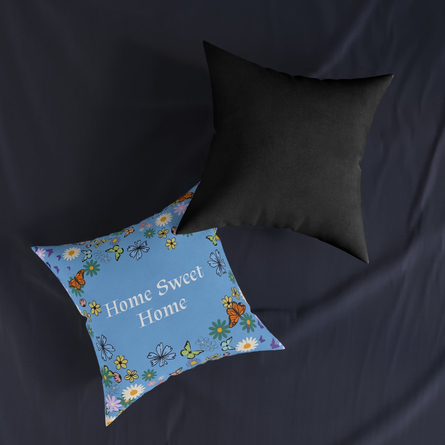 Floral Home Sweet Home Square Pillow - Cozy Decor for Living Room & Bedroom