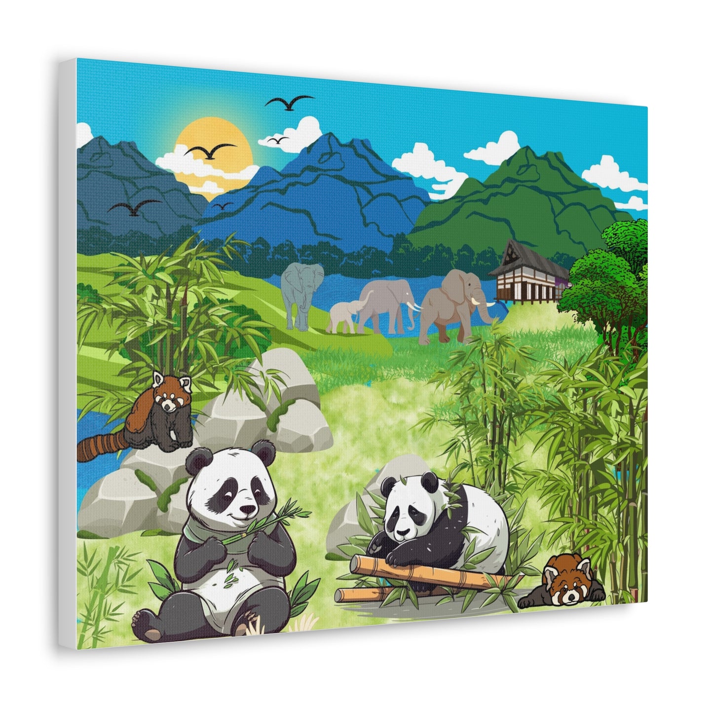 Panda Wall Art Canvas, Gallery Wraps, Panda Canvas Print, Home Decor