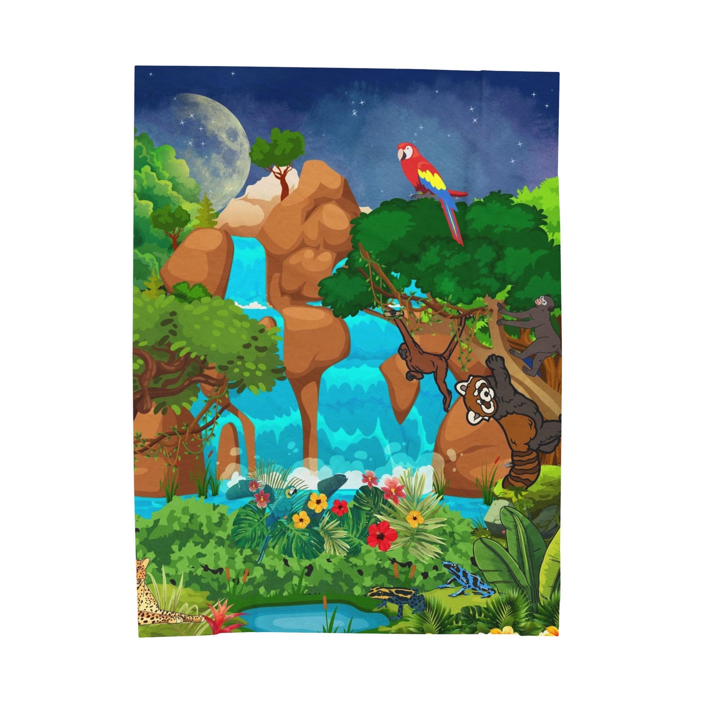 Tropical Jungle Velveteen Plush Blanket - Cozy Throw for Nature Lovers, Home Decor