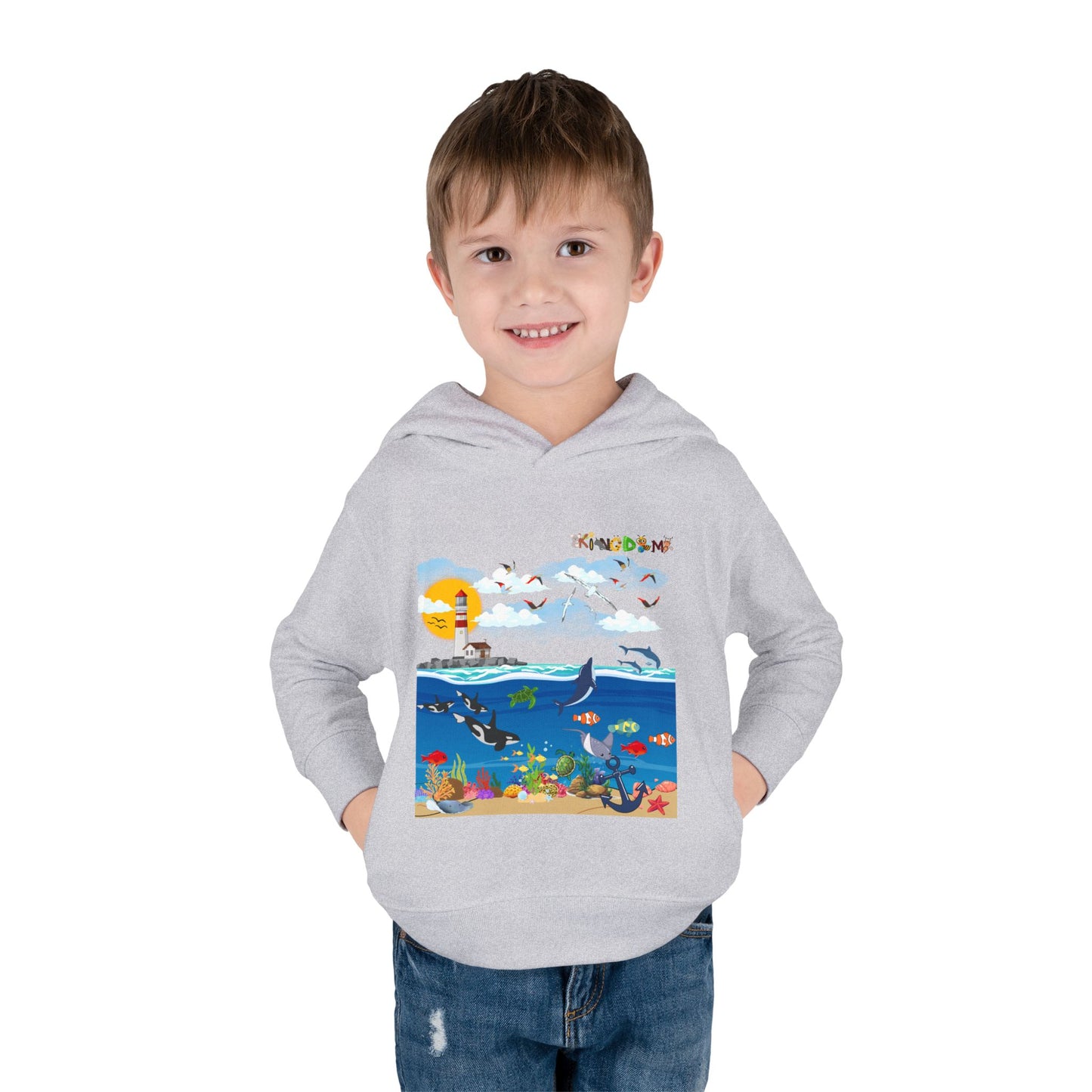 Ocean Friends Toddler Pullover Fleece Hoodie, Aquatic Theme Sweatshirt for Kids