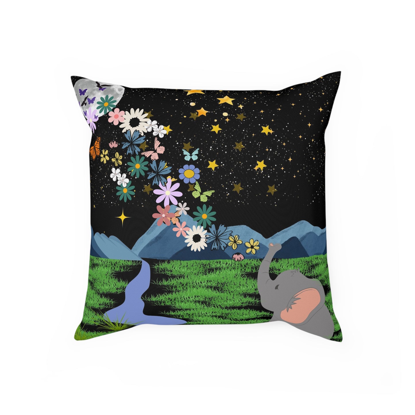 Elephant Dreamscape Cushion - A Cozy Decor for Nature Lovers