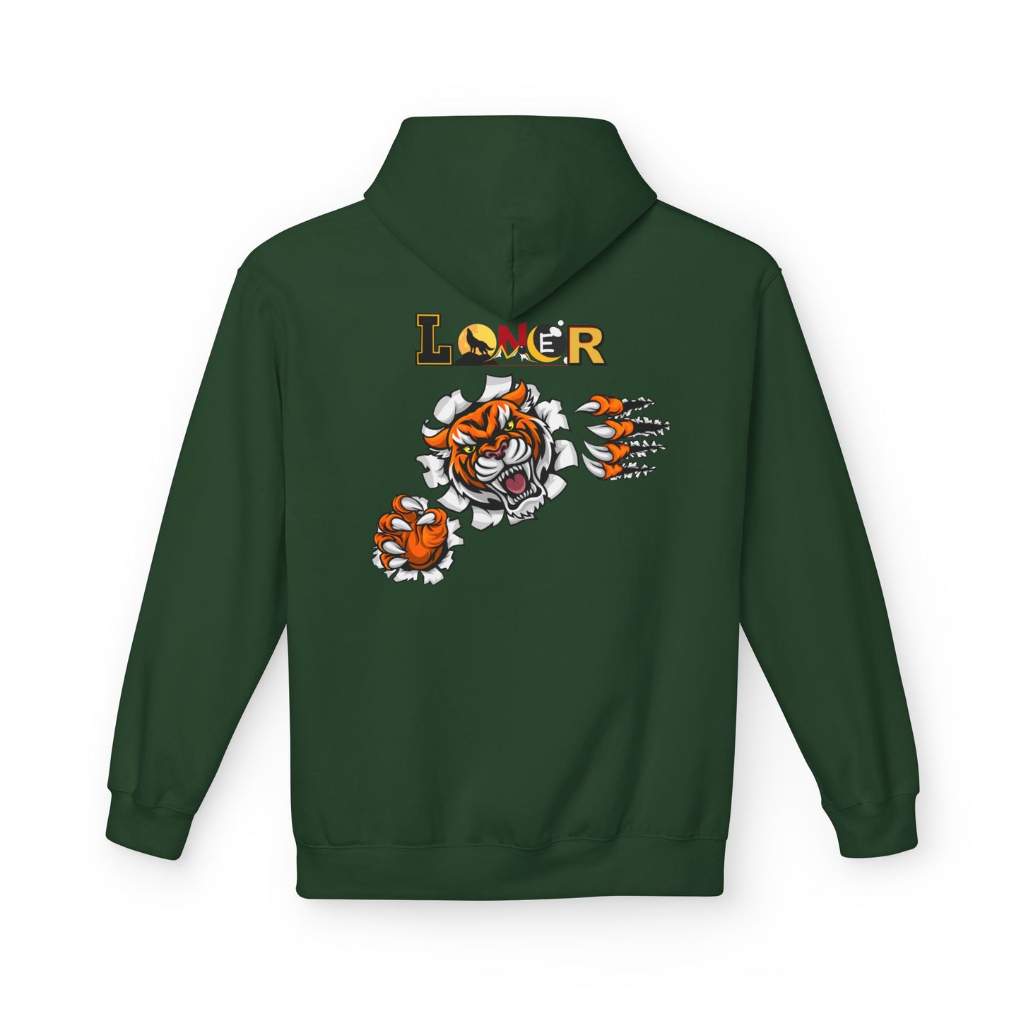 Tiger Graphic Hoodie, Lone Wolf Sweatshirt, Unisex Fleece Pullover, Softstyle, Cozy Animal Print