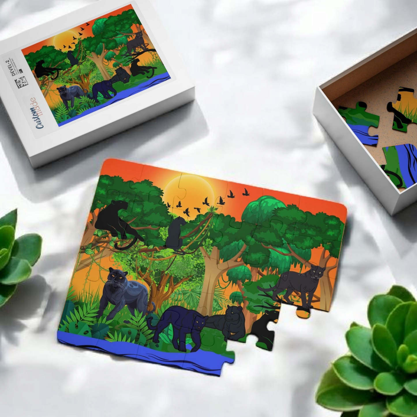 Panther Animals in Jungle Kids Puzzle, 30-Piece - Fun Educational Activity for Children